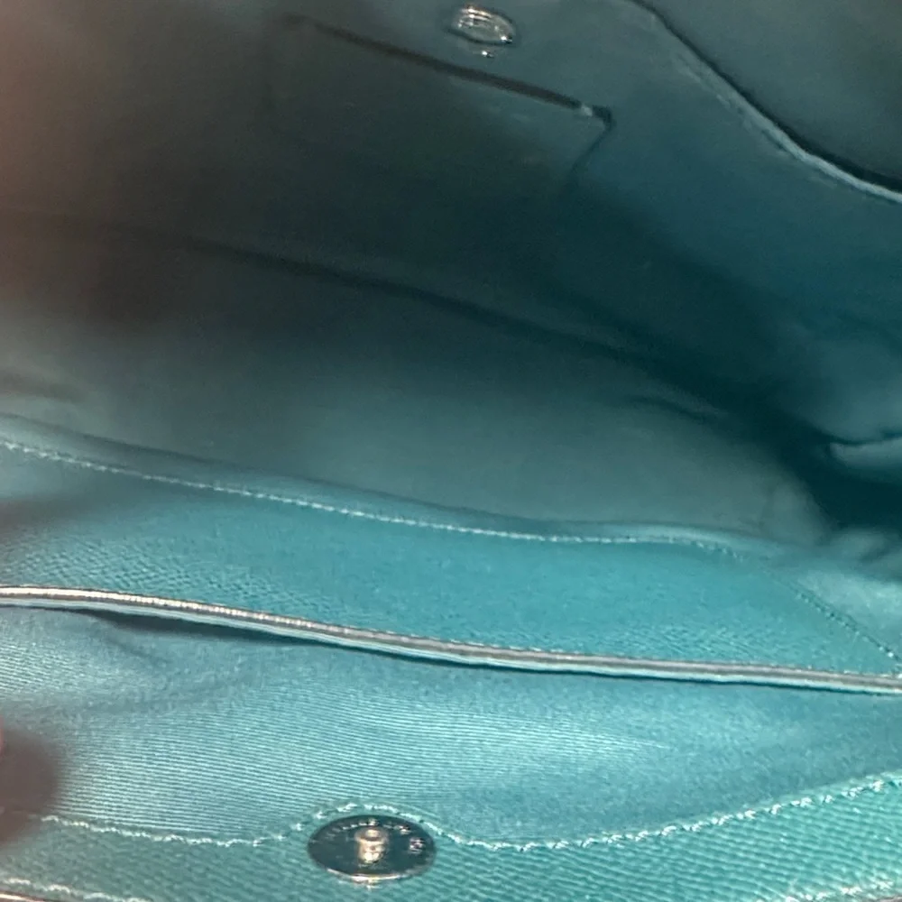 Coach Teal Leather Tote Bag - Picture 8 of 14
